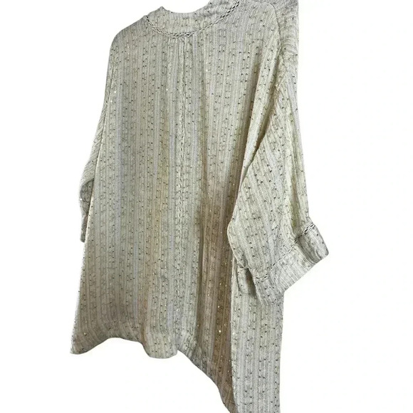 Soft Surroundings Soft Gold Glamour Topper Open Front Cream Cardigan Size 1X - Picture 3 of 7